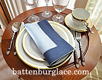 Multicolored Hemstitch Diner Napkin. Baby Blue & Navy Blue color